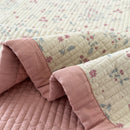 orchard flora washed cotton linen quilt dusty pink solid reverse border detail