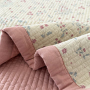 orchard flora washed cotton linen quilt dusty pink solid reverse border detail