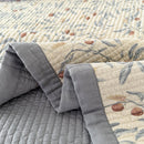 orchard flora washed cotton linen quilt slate blue solid reverse border detail