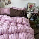 orchid trio stripe material close up smooth cotton