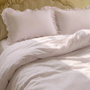 pastel purple ruffle trim pillowcases shabby chic