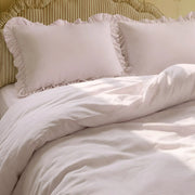 pastel purple ruffle trim pillowcases shabby chic