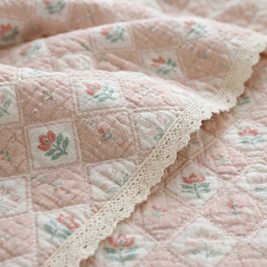 pastoral cottage rose woven throw blanket drape