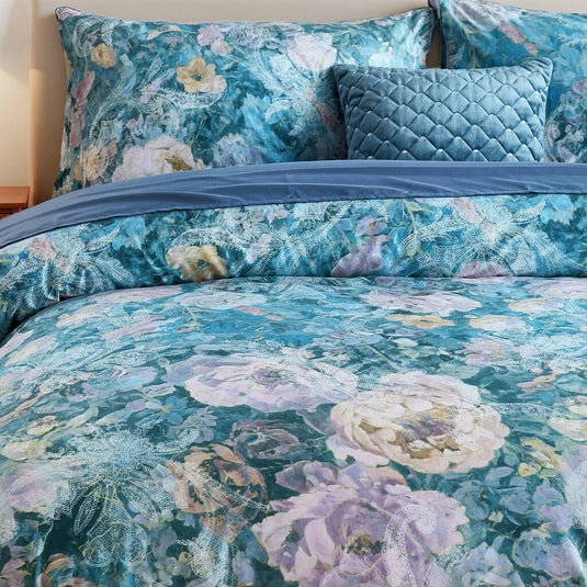 peacock dream impressionist duvet cover set teal floral bedding