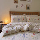 petal reverie floral duvet cover set pastel wildflower pillow shams warm light