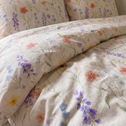 petal reverie floral duvet cover set purple pink yellow wildflower fabric close up