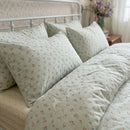 petite bloom floral pinstripe pillow shams close up