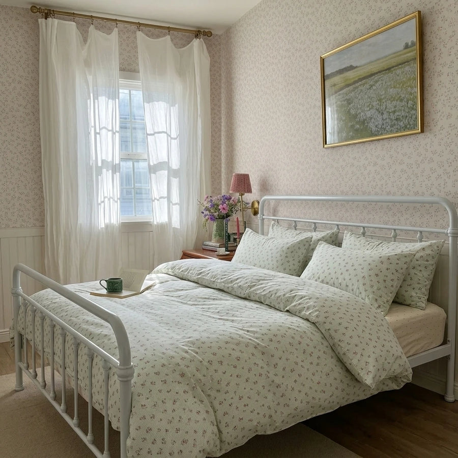petite bloom pinstripe bedding full room vintage look