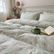 petite bloom pinstripe bedding set shabby chic decor