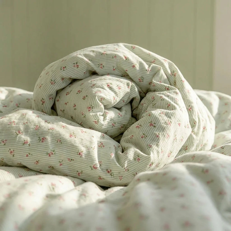 petite bloom pinstripe comforter set pink floral bedding main