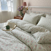 petite bloom pinstripe duvet set cottage bedroom aesthetic