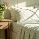petite bloom pinstripe flat sheet fitted sheet set detail