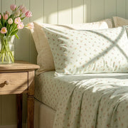 petite bloom pinstripe flat sheet fitted sheet set detail