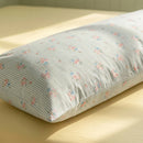 petite bloom pinstripe pillowcases pink floral fabric detail