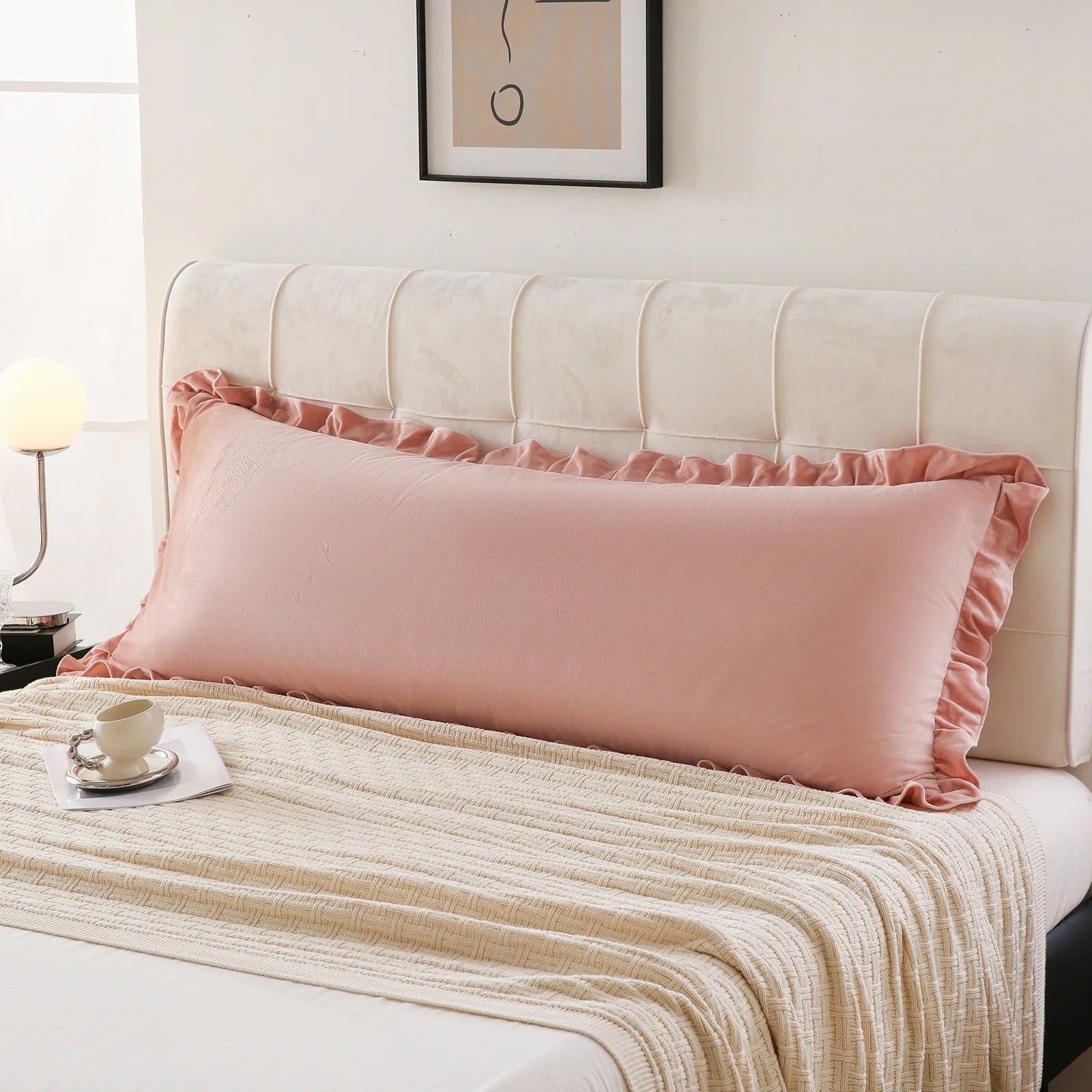 pink velvet long pillowcase king