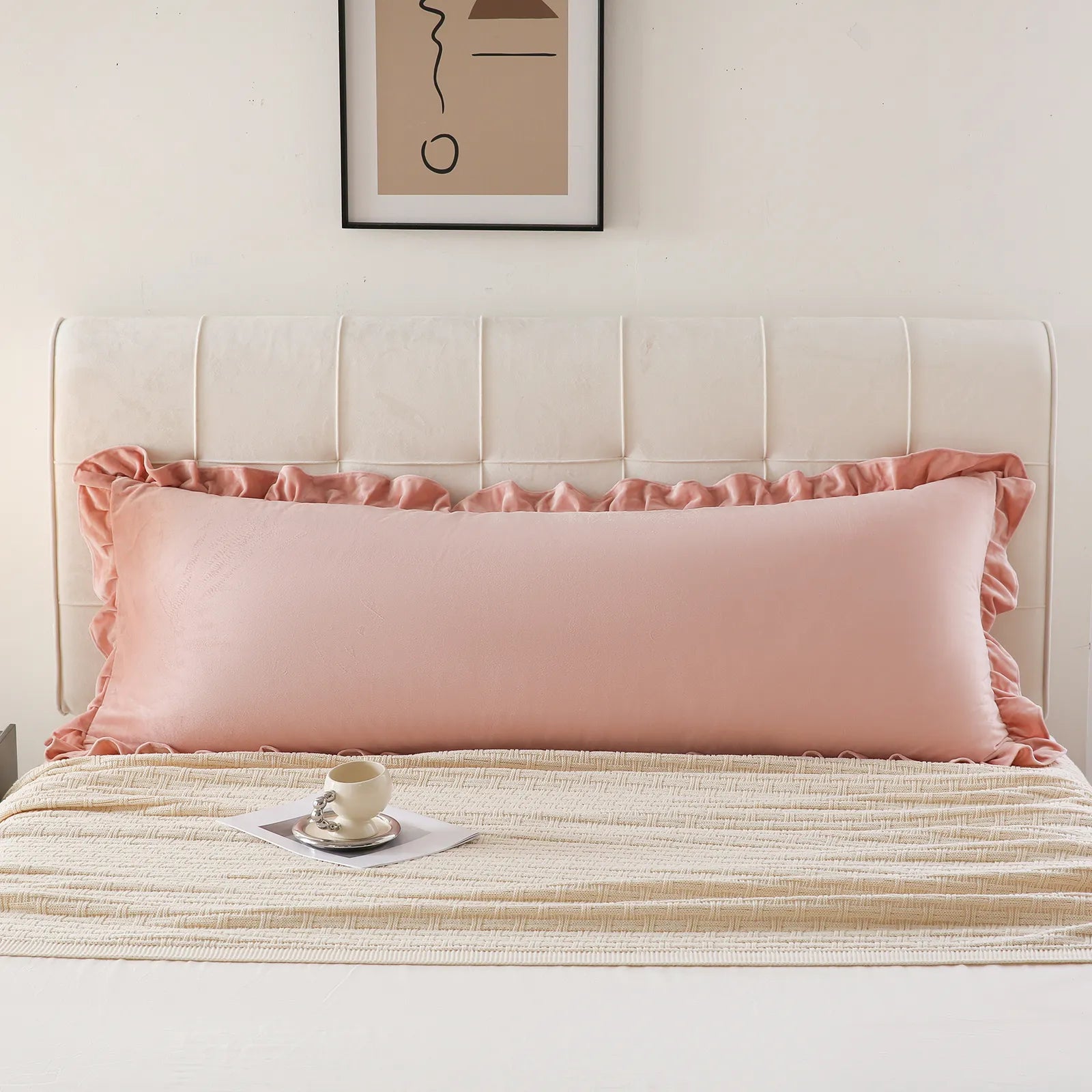 pink velvet long pillowcase