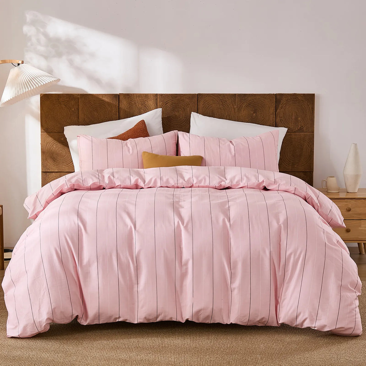 pink and black pinstripe comforter set king size
