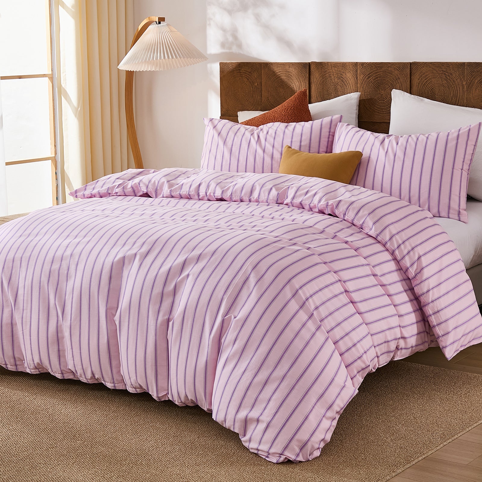 pink and purple stripe comforter set queen size