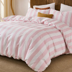 pink and white stripe bedding sets