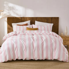 pink and white stripe comforter set king size