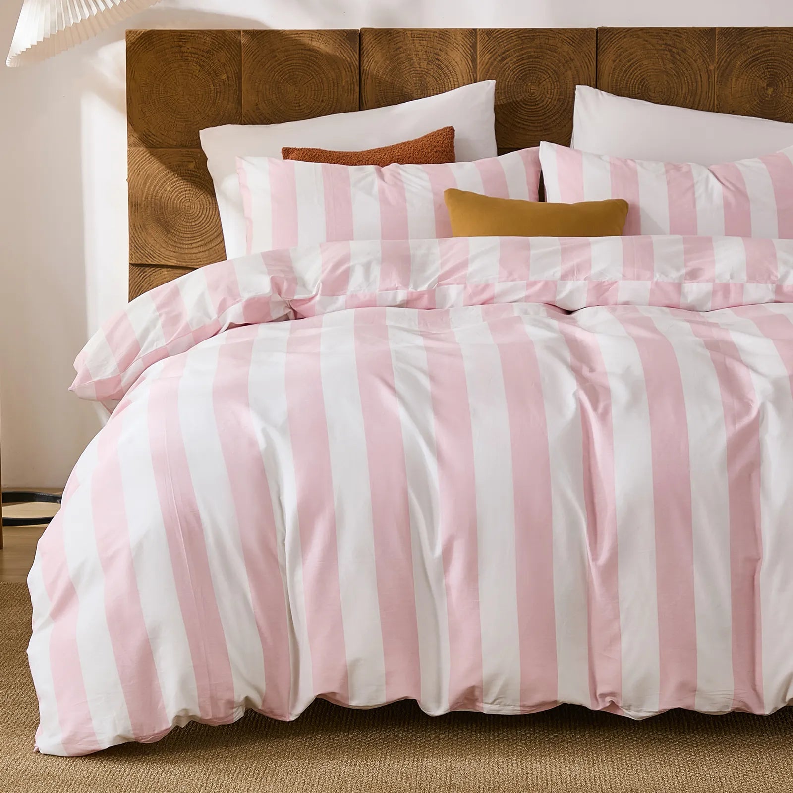 pink and white stripe comforter set queen size