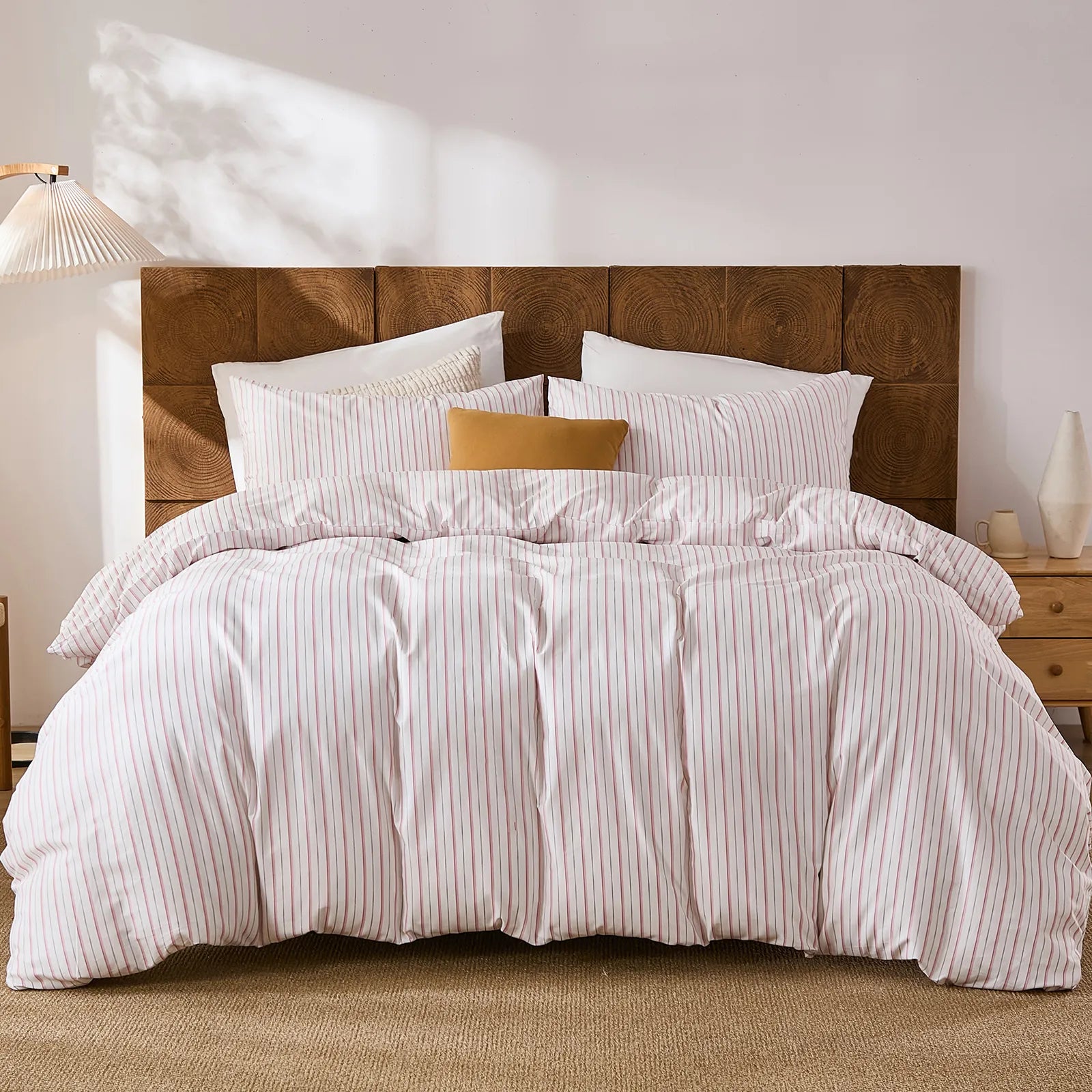 pink pinstripe bedding sets