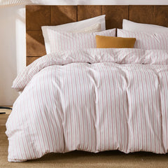 pink pinstripe bedding set queen size