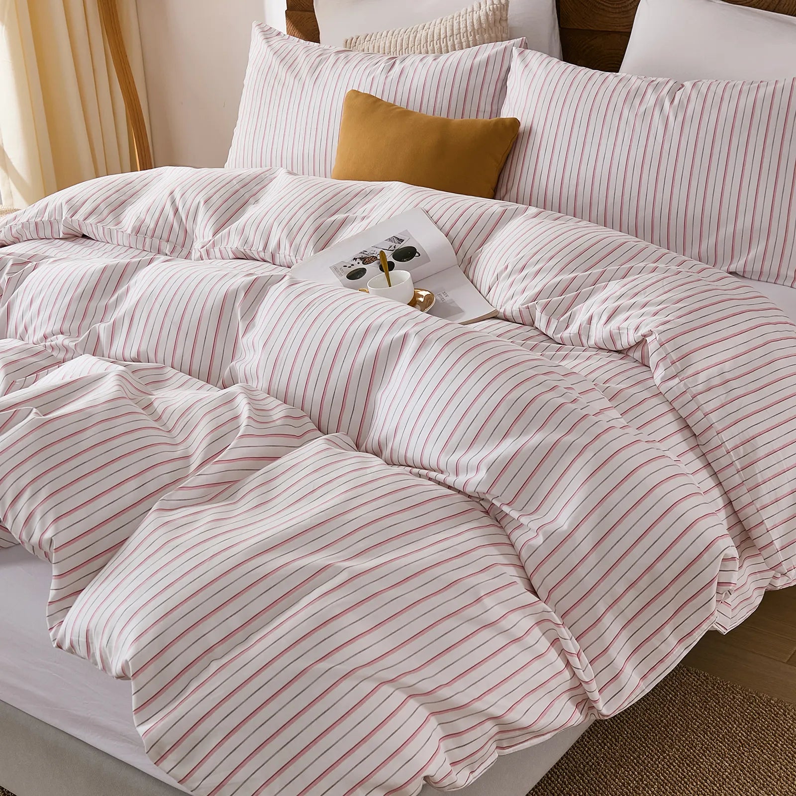 pink pinstripe comforter set king size