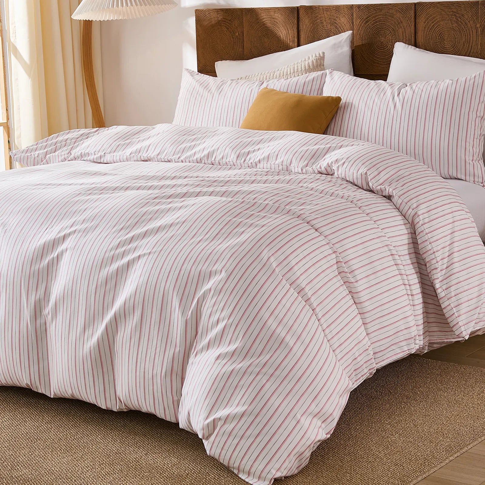 pink pinstripe comforter set queen size
