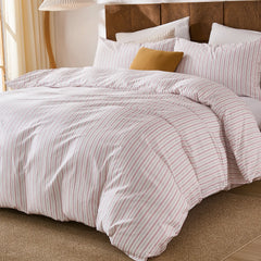 pink pinstripe comforter set queen size