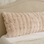 plush faux rabbit fur pillow cover beige warm lighting