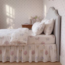 pressed botanical bedding set fitted sheet ruffle skirt side