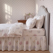pressed botanical bedding set fitted sheet ruffle skirt side