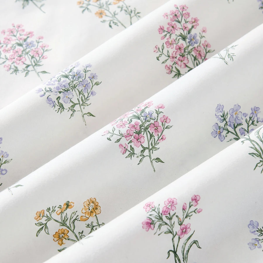 pressed botanical shower curtain white multicolor fabric close up webp