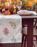 pressed botanical table runner fabric detail