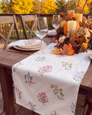 pressed botanical table runner floral print detail