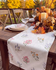 pressed botanical table runner floral print detail