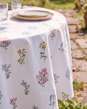 pressed botanical tablecloth draped edge detail