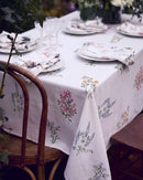 pressed botanical tablecloth floral fabric detail