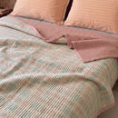 provence meadow washed cotton linen quilt pastel grid dusty pink reverse peach pillow