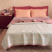 provence meadow washed cotton linen quilt pastel grid plaid bedding floral wallpaper
