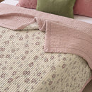 provence meadow washed cotton linen quilt provence floral pink reverse sage green pillow