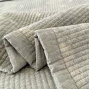 provence meadow washed cotton linen quilt shadow dots border fold detail
