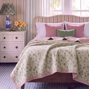 provence meadow washed cotton linen quilt provence floral white nightstand blue lamp