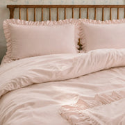 pure serenity blush pink ruffle duvet cover set main