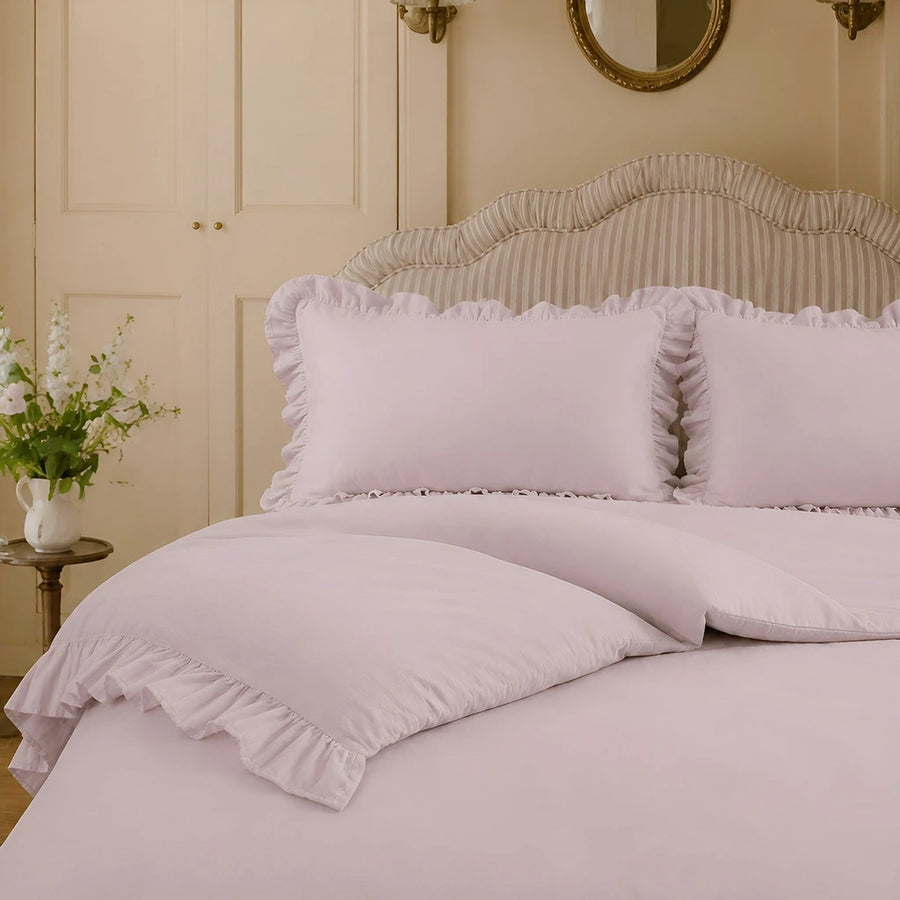 pure serenity lavender purple ruffle bedding set romantic