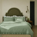 pure serenity sage green ruffle duvet cover set main