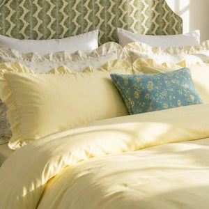 pure serenity yellow bedding morning sunlight vibe