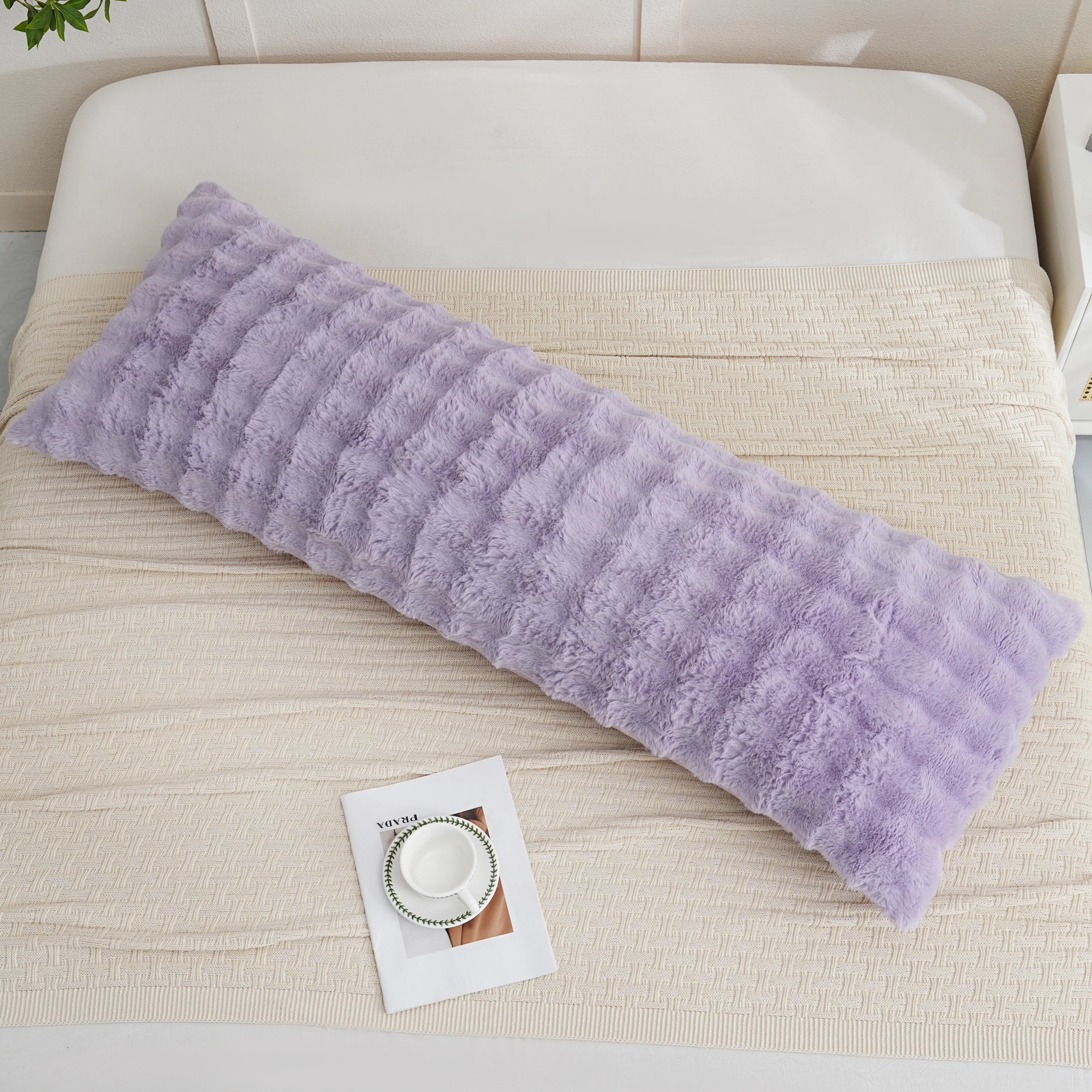 purple rabbit velvet long pillowcase