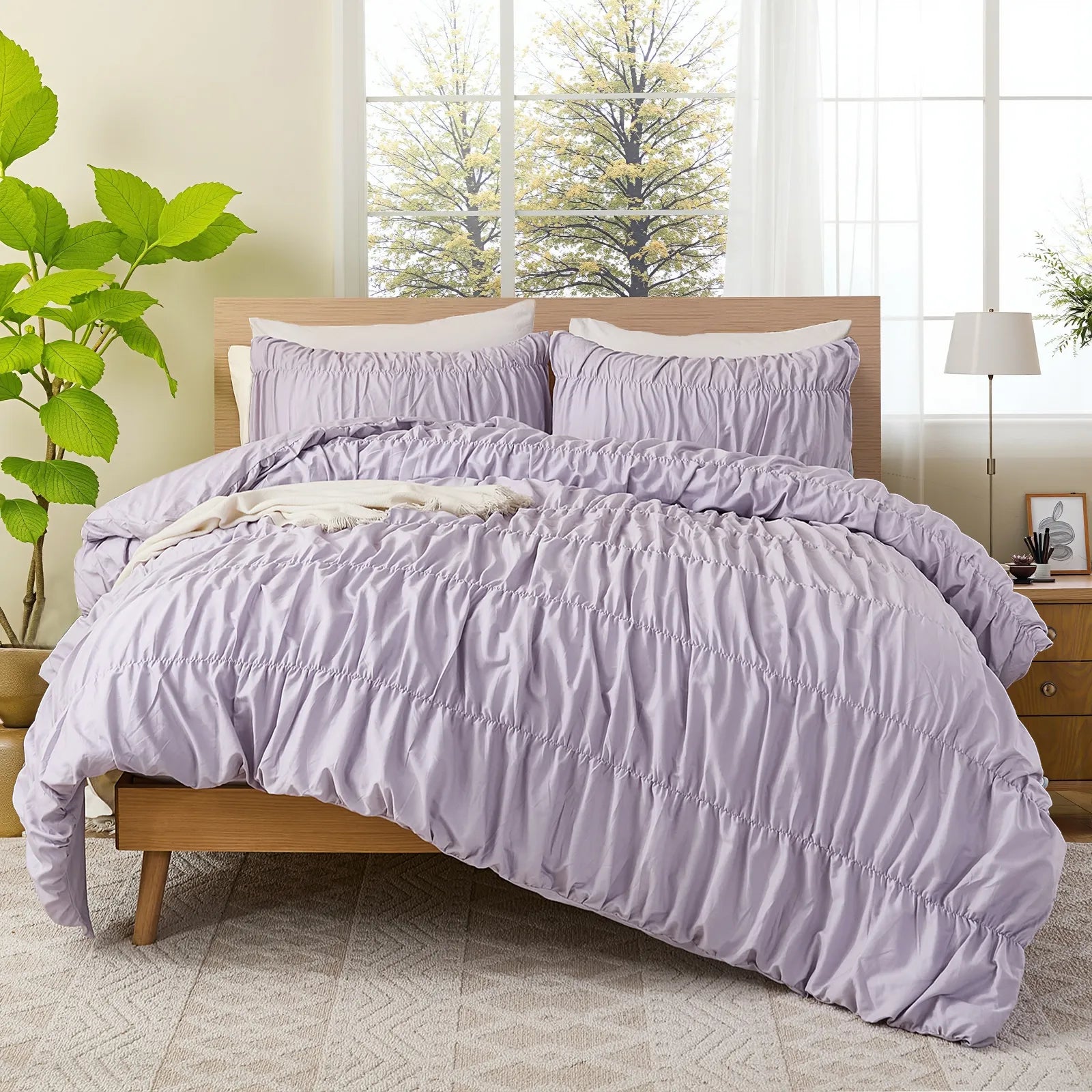purple rope embroidered comforter set